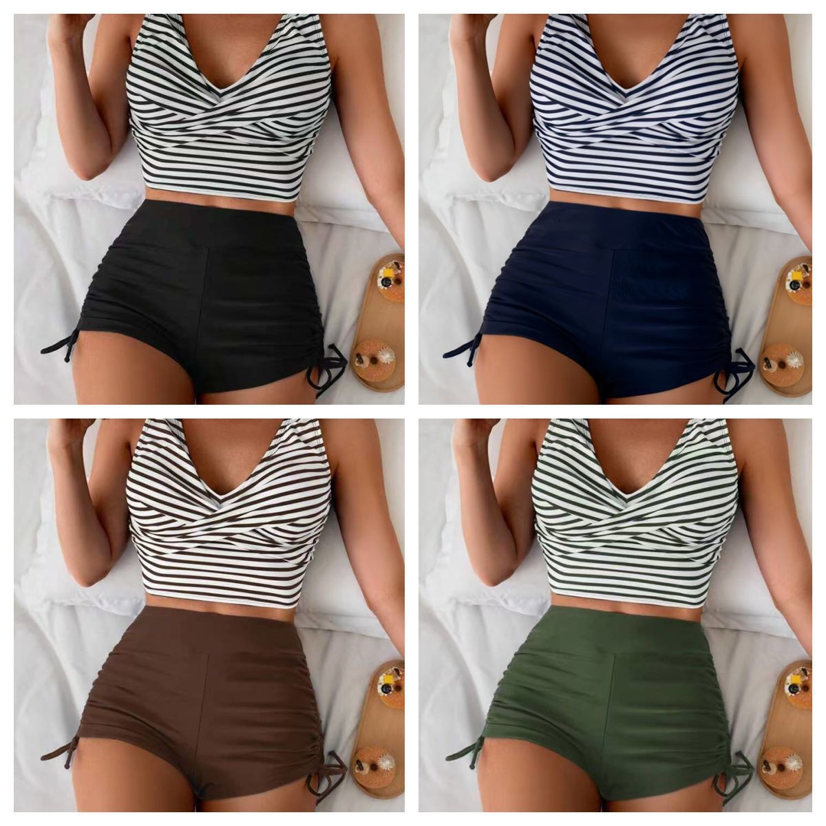 Shorts - Damen Bademode Bikini Crop Top High