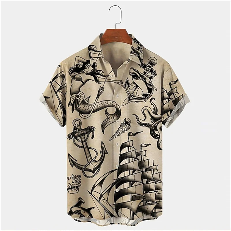 Vintage Hawaiian Floral Shirt - Herren Sommer-Hawaiihemd mit Revers und kurzen