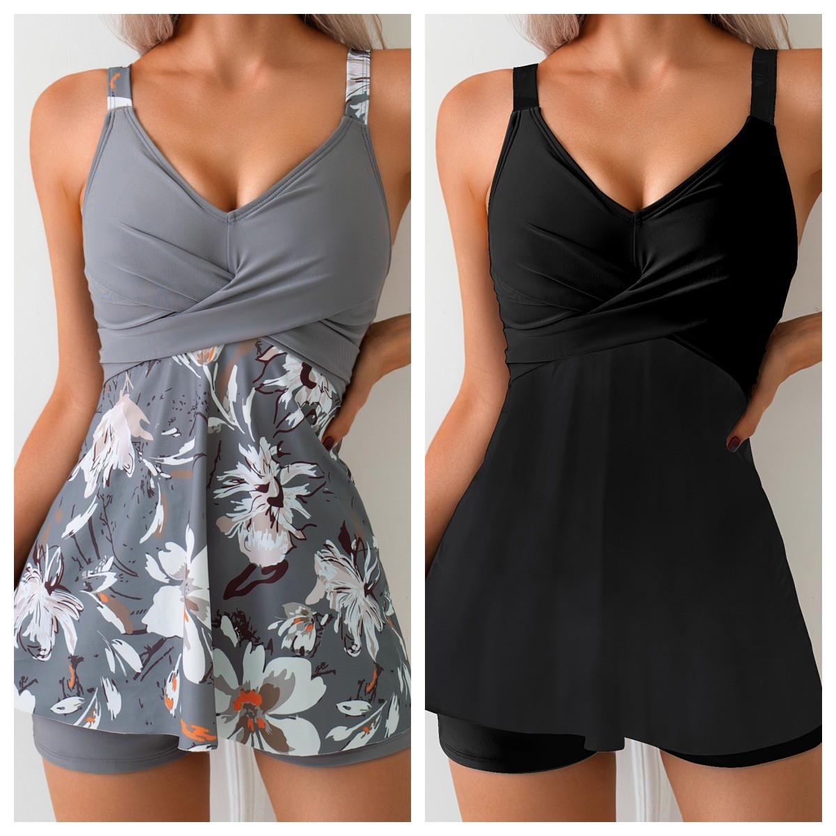 Shorts - Y2k Tankini Damen Retro mit Shorts
