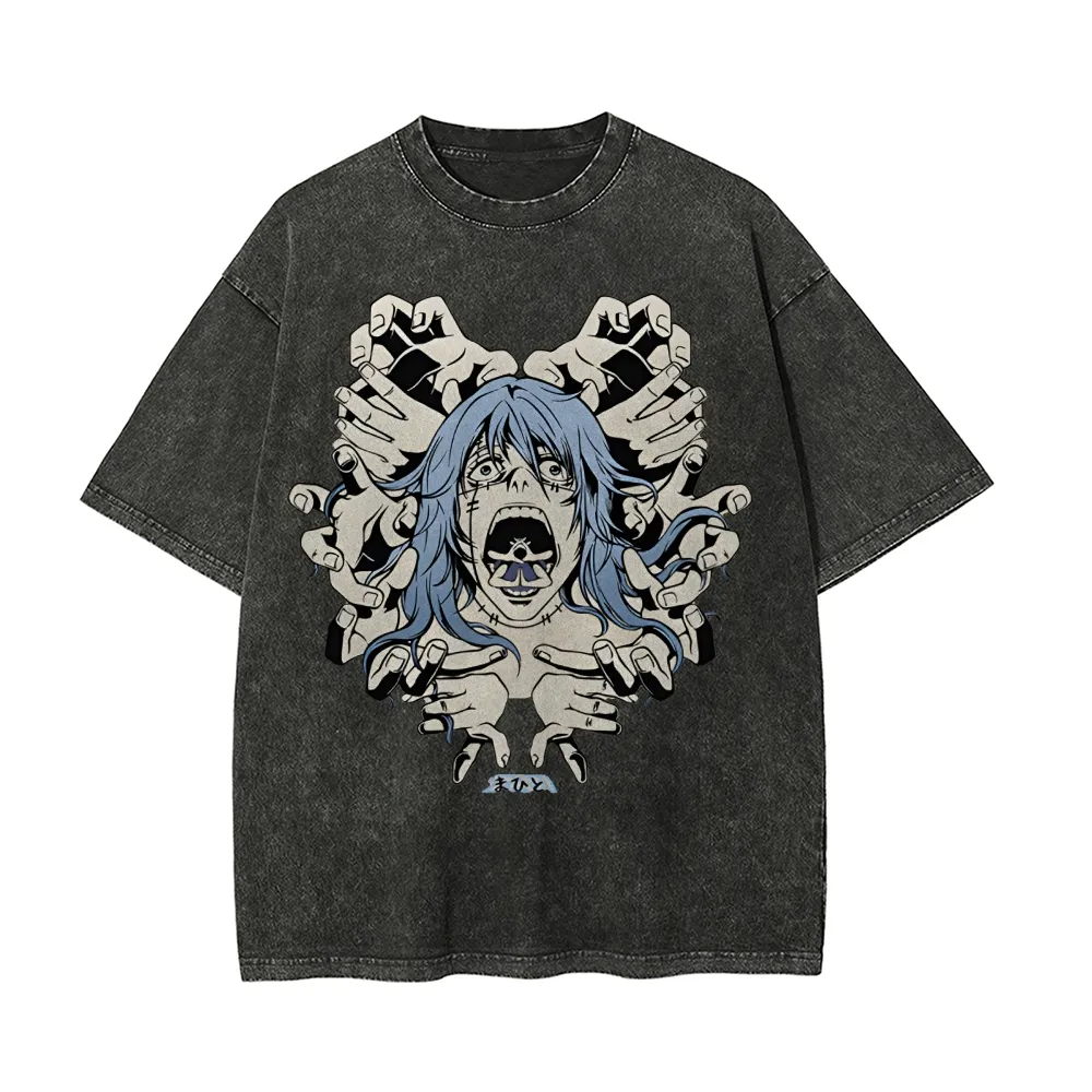 Acid Wash Vintage Graphic T Shirt - Mahito T-Shirt Jujutsu Kaisen Herren Acid