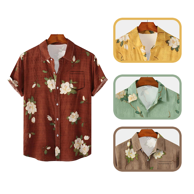 Vintage Hawaiian Floral Shirt - Kurzarmhemd für Herren im hawaiianischen Stil,