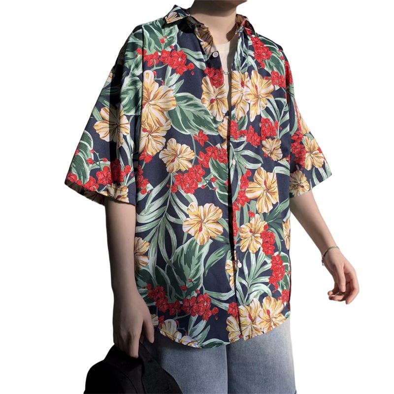 Vintage Hawaiian Floral Shirt - Lässig hawaiian Retro Blumen druck neue