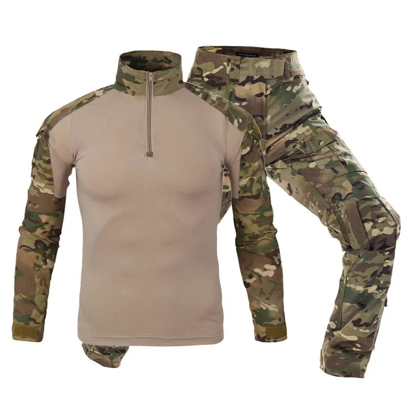 Tactical Military Shirt Cargo - Herren Taktisches Kampfuniform-Set Schwarzer Militär-Froschanzug Langarm-Shirt