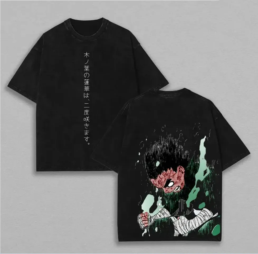 Acid Wash Vintage Graphic T Shirt - Rock Lee T-Shirt Naruto Herren Acid