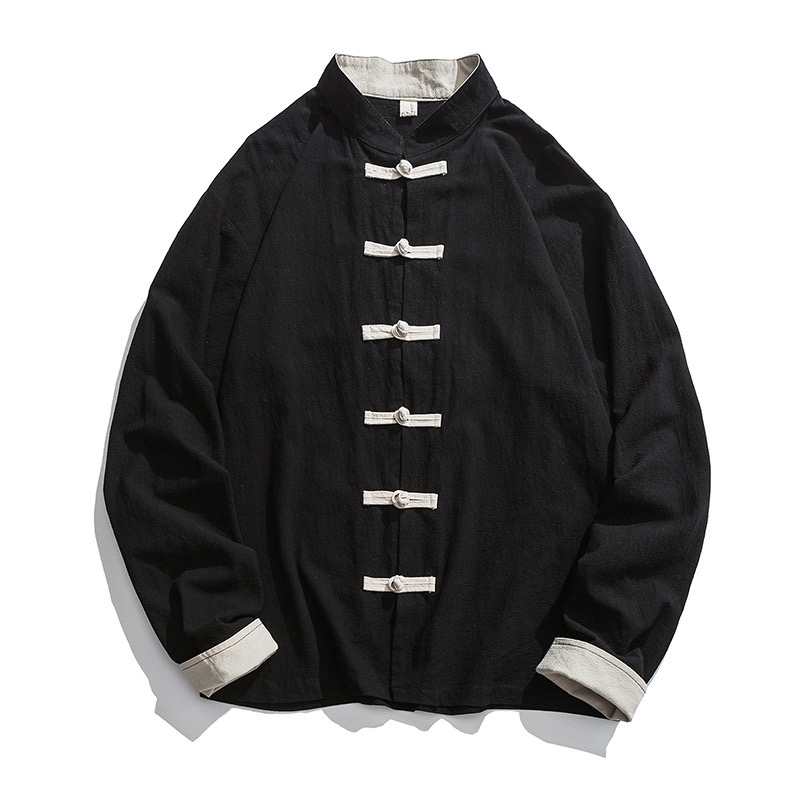 Mens Linen Shirt Long Sleeve - 2026 Neue Kimono-Jacke für Herren Traditionelle