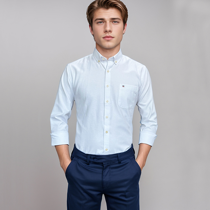 Oxford Cotton Casual Shirt Business - Herrenhemd aus 100 % Baumwolle, langärmelig,