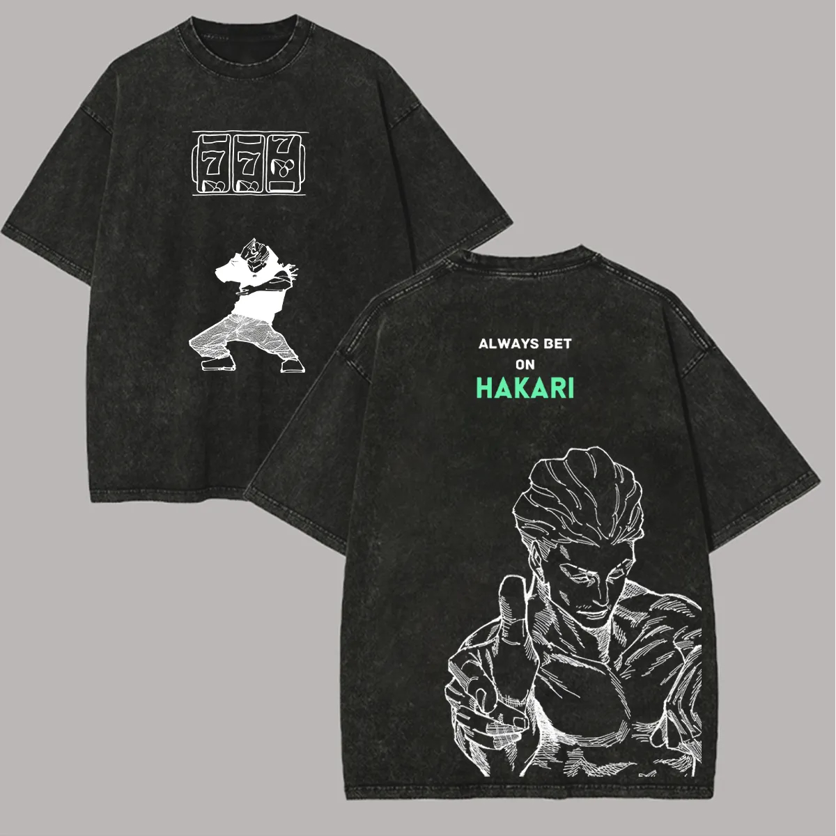 Acid Wash Vintage Graphic T Shirt - Jujutsu Kaisen Hakari T-Shirt: „Always Bet