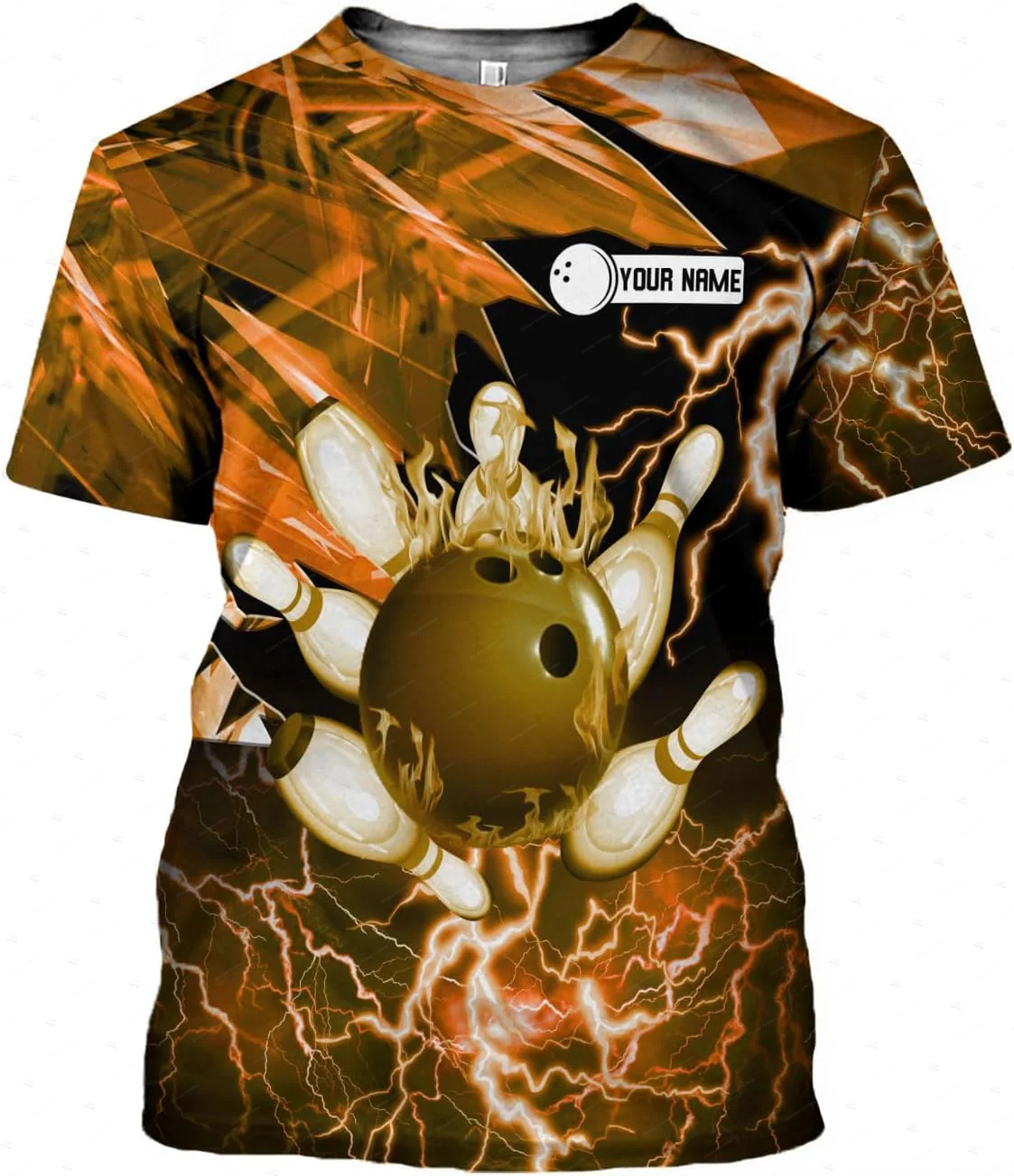 Short Sleeve Bowling Shirt Retro - Benutzerdefinierte Name Gradient Bowling Flamme Graffiti