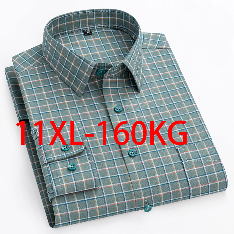 Oxford Cotton Casual Shirt Business - Neues 11XL 10XL Extra großes Herren-Langarm-Oxford-Hemd