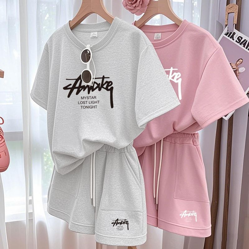 Shorts - Neues Damen-Übergrößen-Set: Zweiteiliges Set mit Kurzarmshirt