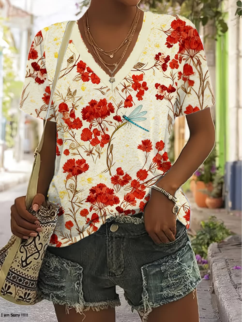 Vintage Hawaiian Floral Shirt - Sommer Damen T-Shirt mit Blumenmuster Vintage