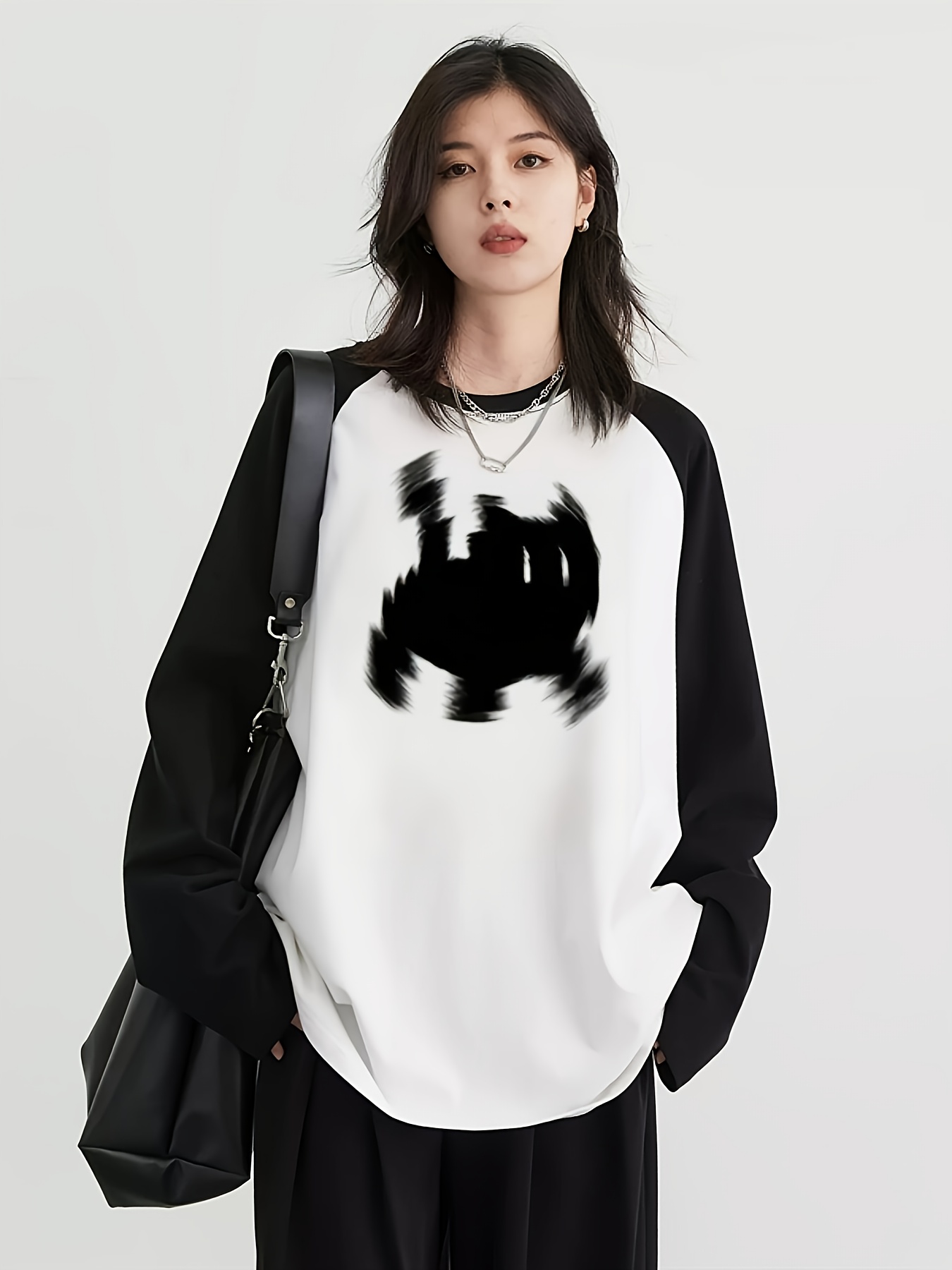 T-Shirts - Y2K Damen Raglan Langarm-T-Shirt mit Niedlichem