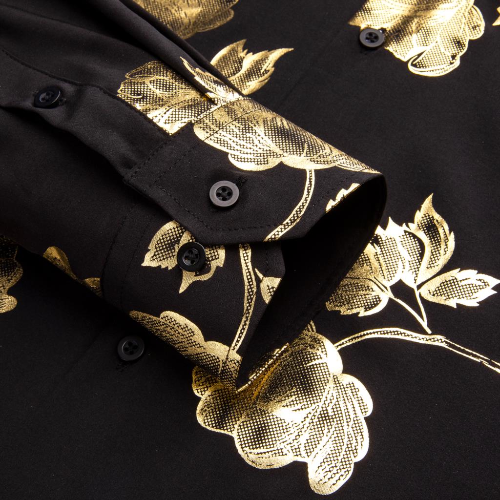 Hi-Tie Schwarz gold Seide Herr – Mens Satin Silk Dress Shirt Bewertung und Preis