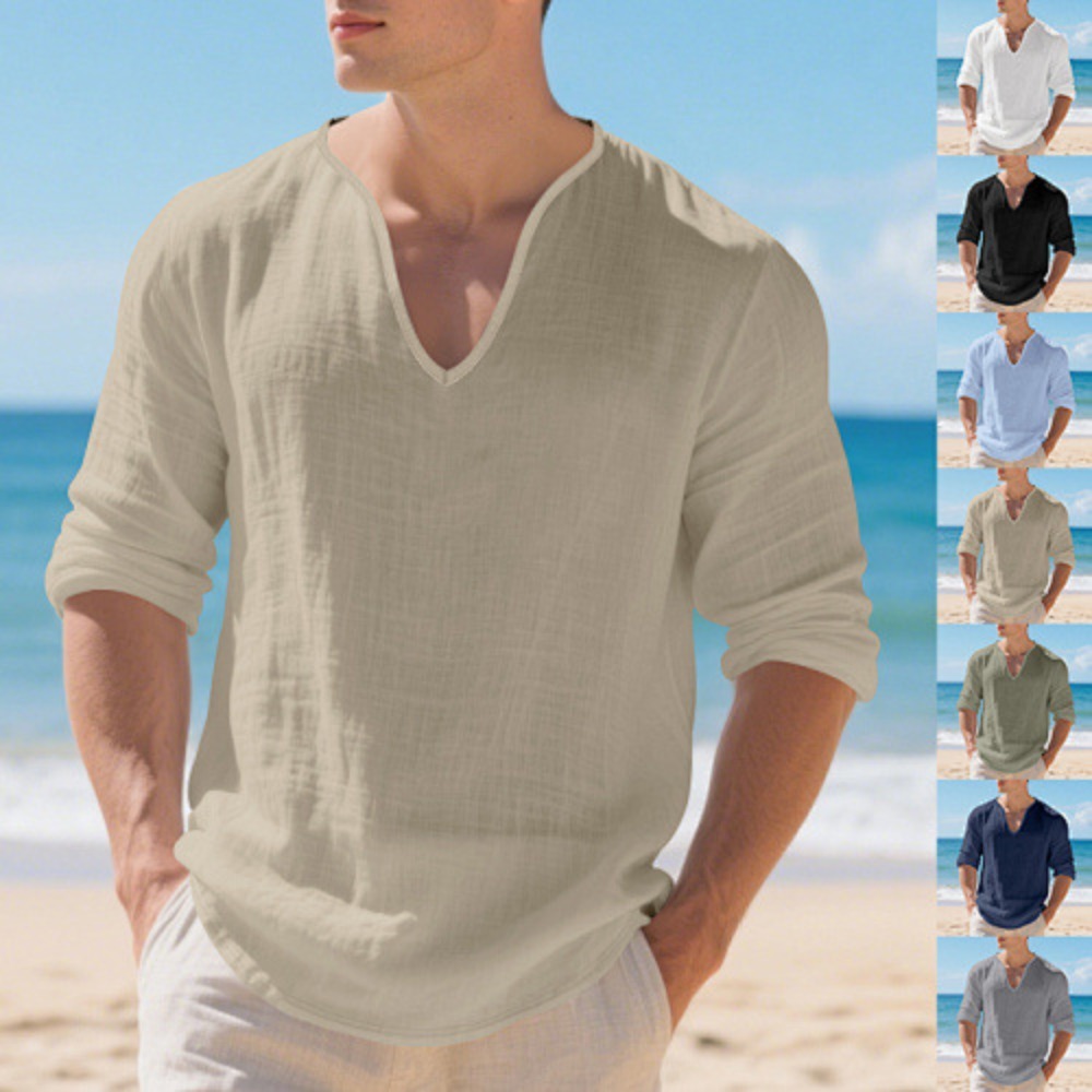 Neues amerikanisches Herren-T- – Mens Linen Shirt Long Sleeve Bewertung und Preis