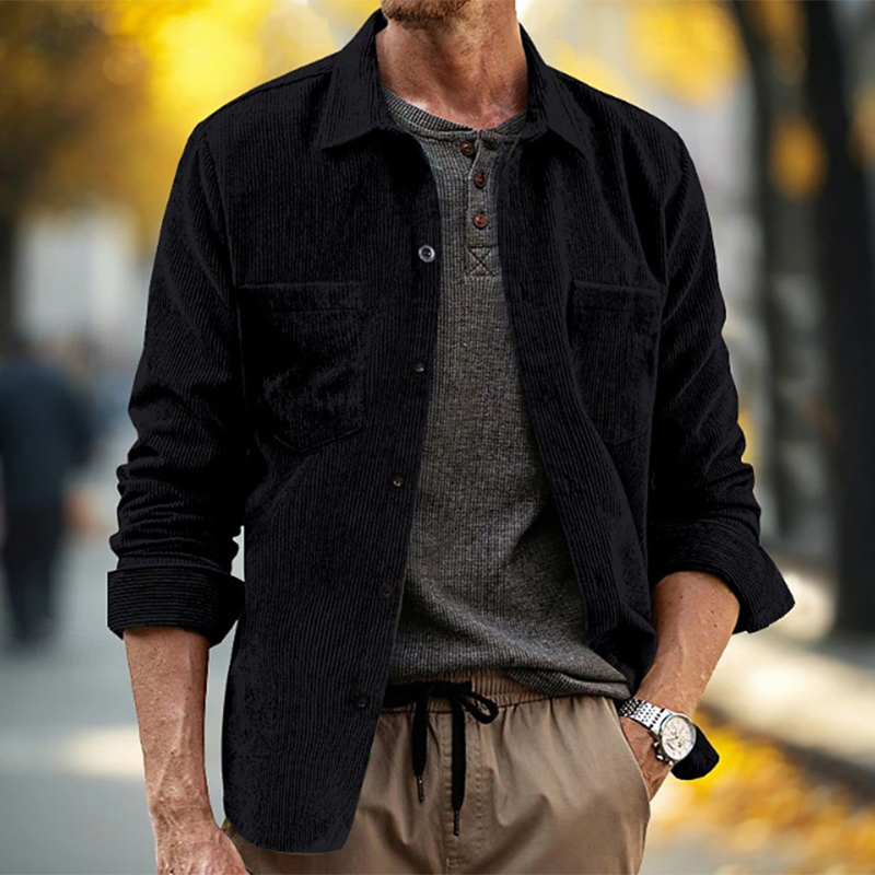Frühling Herbst Tägliche Freiz – Corduroy Button Up Shirt Men Bewertung und Preis