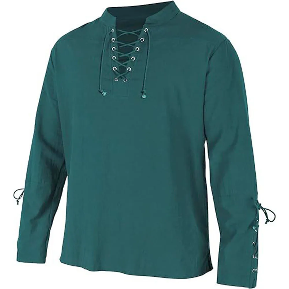 Herren Langarmshirts Schnürung – Medieval Gothic Lace Up Pirate Shirt Bewertung und Preis