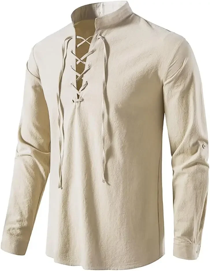 2-teiliges Set für Herren, mit – Medieval Gothic Lace Up Pirate Shirt Bewertung und Preis