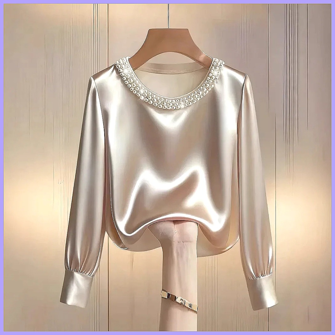 Elegante Perlenbesetzte Satin- – Shirts Bewertung und Preis