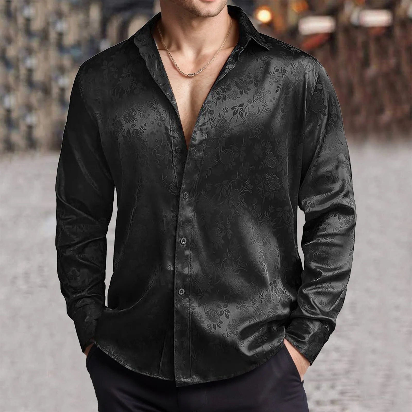 Herren-Hemd aus Seidensatinimi – Mens Satin Silk Dress Shirt Bewertung und Preis