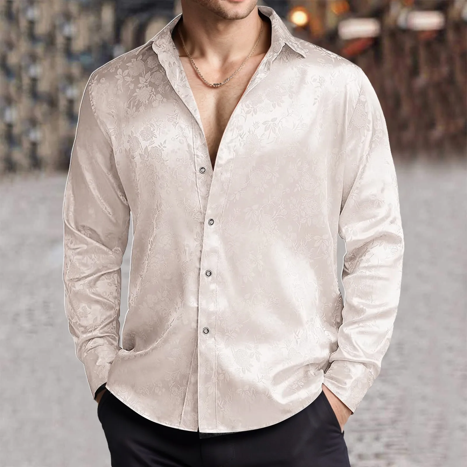Herren-Hemd aus Seidensatinimi – Mens Satin Silk Dress Shirt Bewertung und Preis