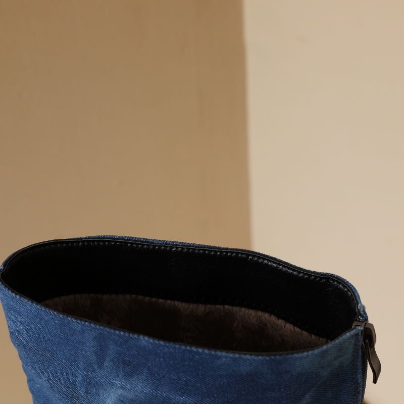 Blaue Jeans Kniehohe Stiefel F – Jeans Bewertung und Preis