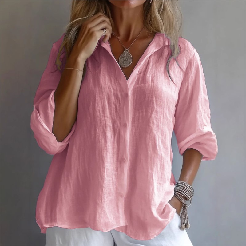 Einfarbig Leinen Sexy V-aussch – Mens Linen Shirt Long Sleeve Bewertung und Preis