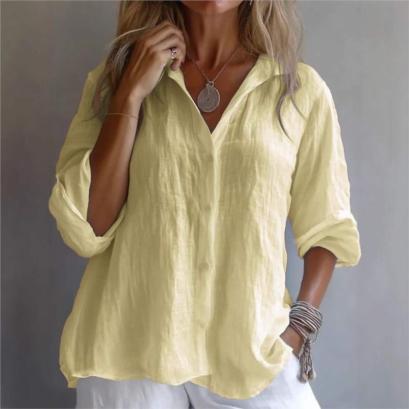 Einfarbig Leinen Sexy V-aussch – Mens Linen Shirt Long Sleeve Bewertung und Preis