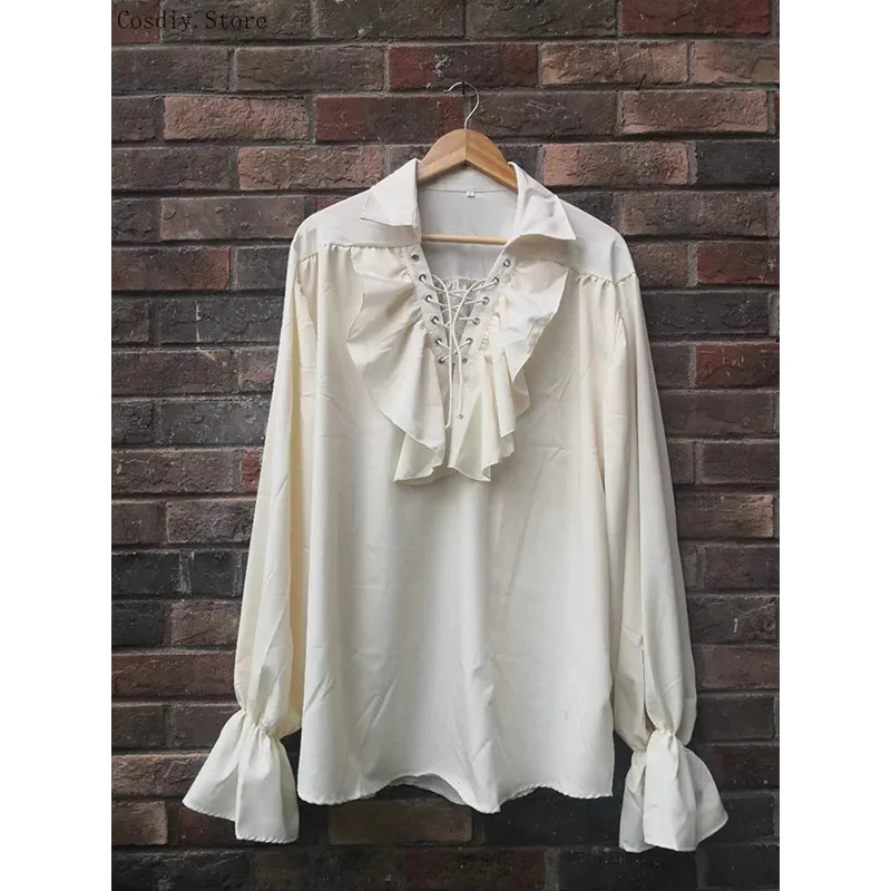 S-5XL Mittelalterlicher Pirat  – Medieval Gothic Lace Up Pirate Shirt Bewertung und Preis
