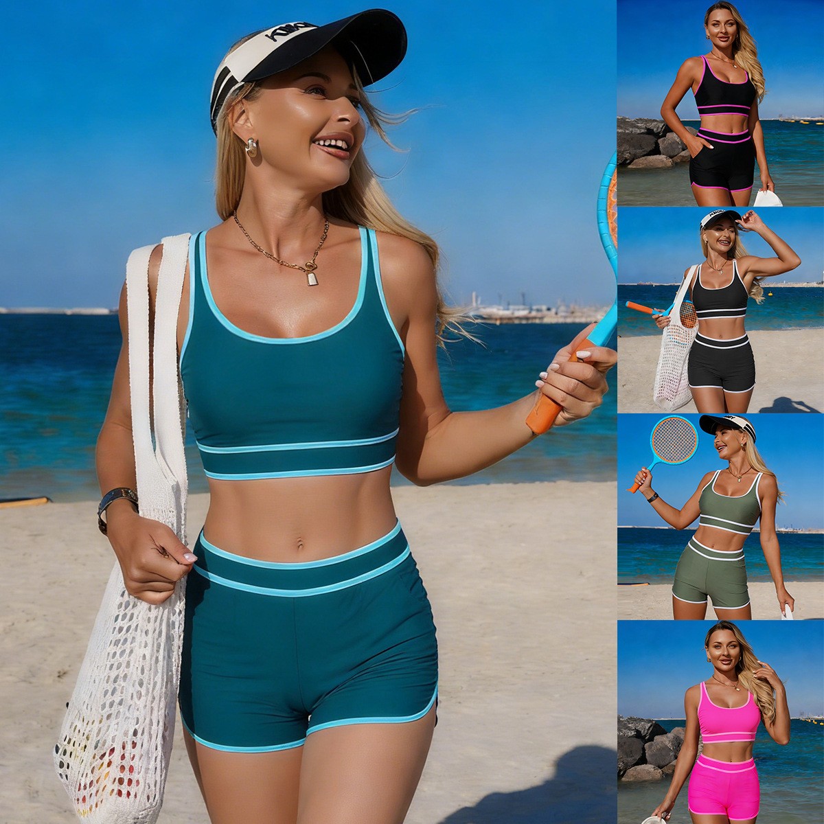 Olivgrüner Bikini Ärmelloses C – Shorts Bewertung und Preis