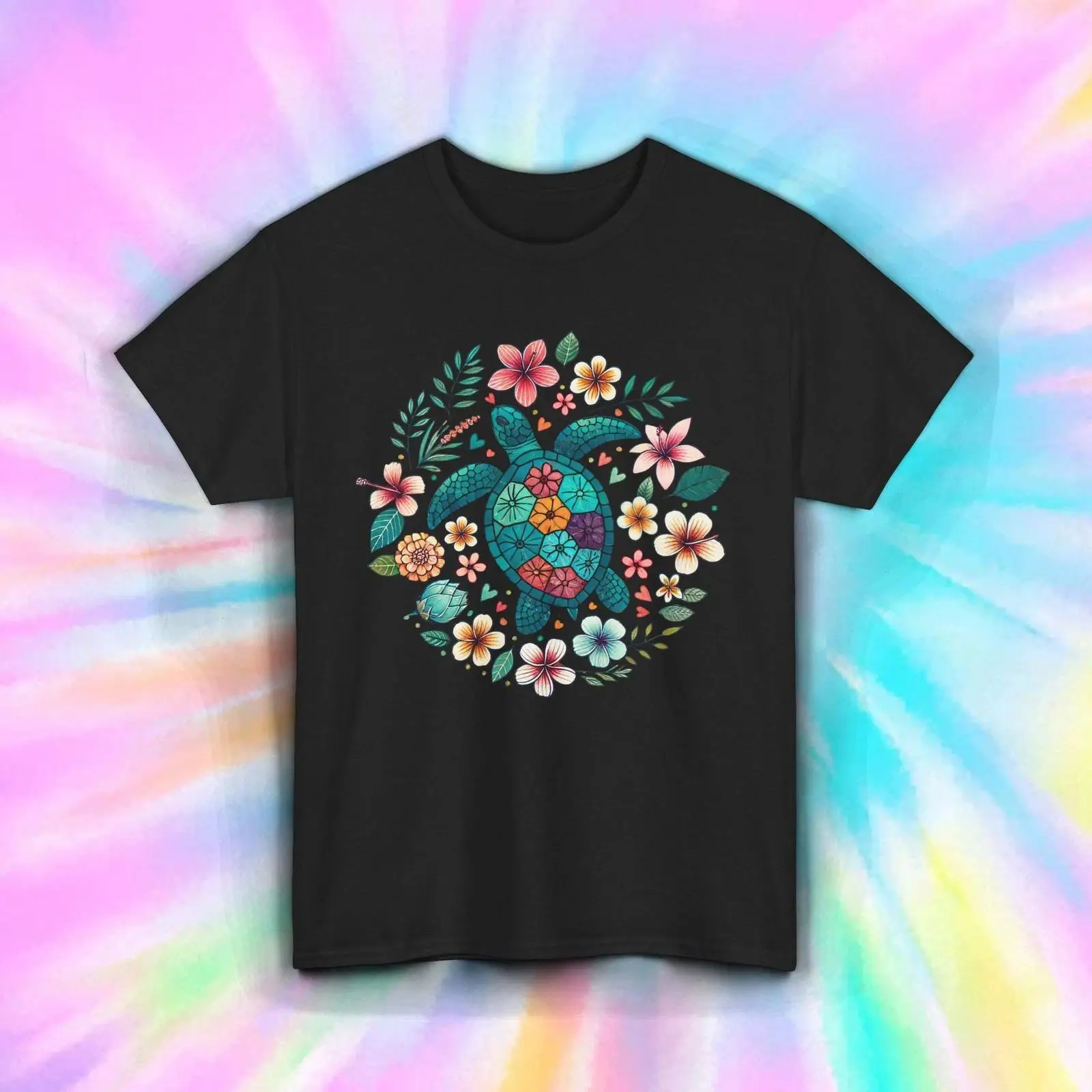 Florales Schildkröten-T-Shirt, – Vintage Hawaiian Floral Shirt Bewertung und Preis