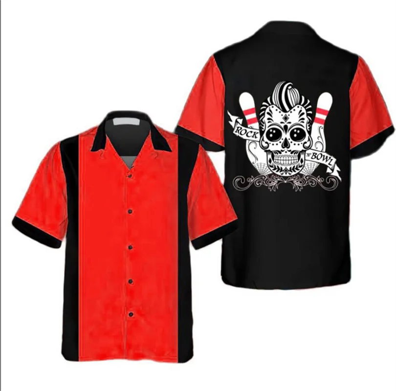 Klassisches Retro-Hemd mit Bow – Short Sleeve Bowling Shirt Retro Bewertung und Preis