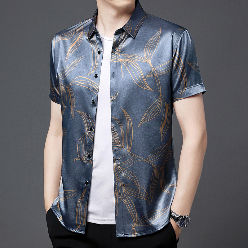 Sommer 2022 männer Seide Kleid – Mens Satin Silk Dress Shirt Bewertung und Preis