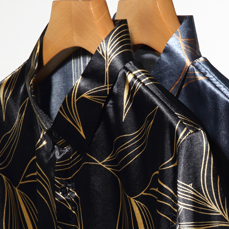 Sommer 2022 männer Seide Kleid – Mens Satin Silk Dress Shirt Bewertung und Preis