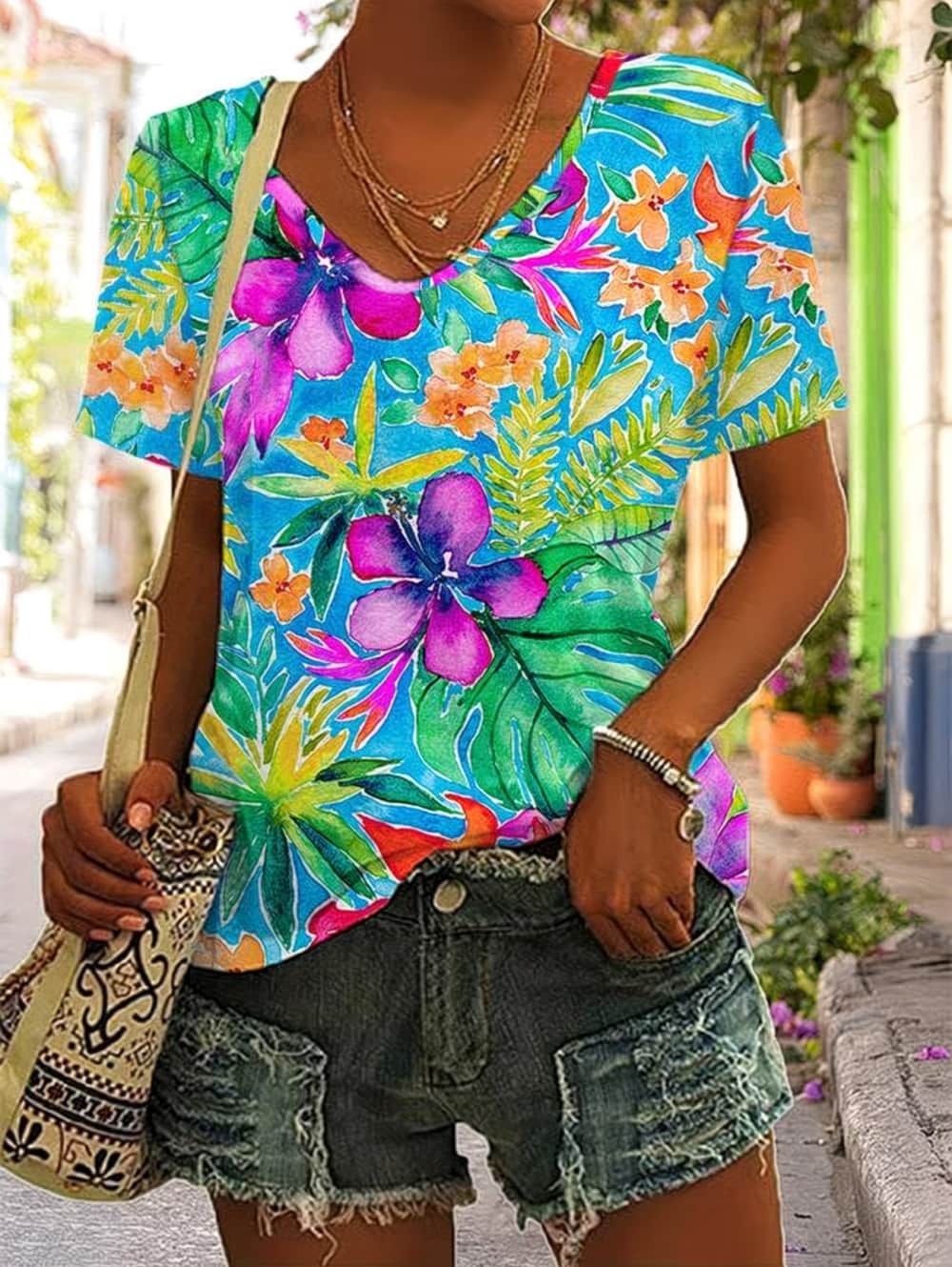 Sommer Damen T-Shirt mit Blume – Vintage Hawaiian Floral Shirt Bewertung und Preis