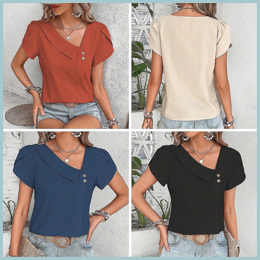 2024 Sommer Vintage Einfarbige – Shirts Bewertung und Preis