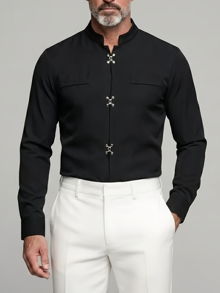 Luxuriöses Herrenhemd mit Steh – Mandarin Collar Formal Shirt Slim Fit Bewertung und Preis