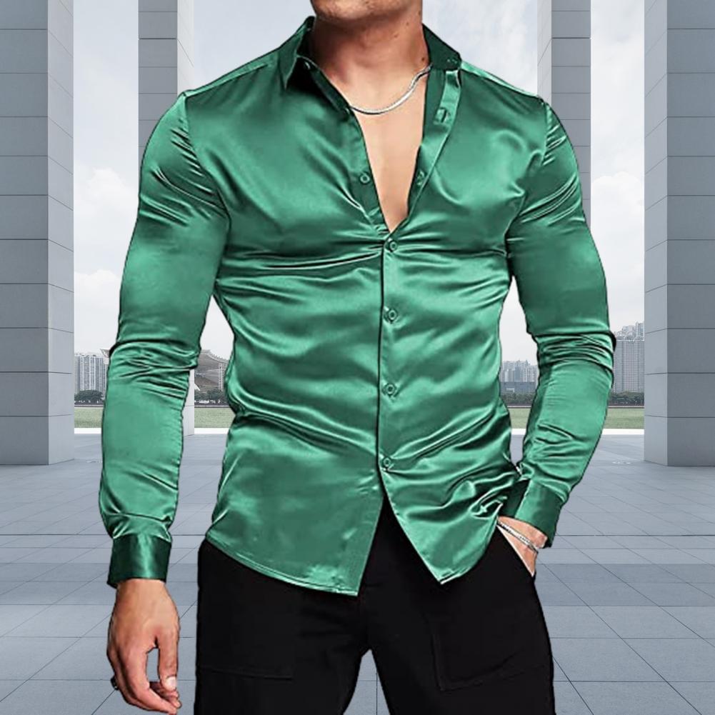 Stilvolles Herrenhemd aus glän – Mens Satin Silk Dress Shirt Bewertung und Preis