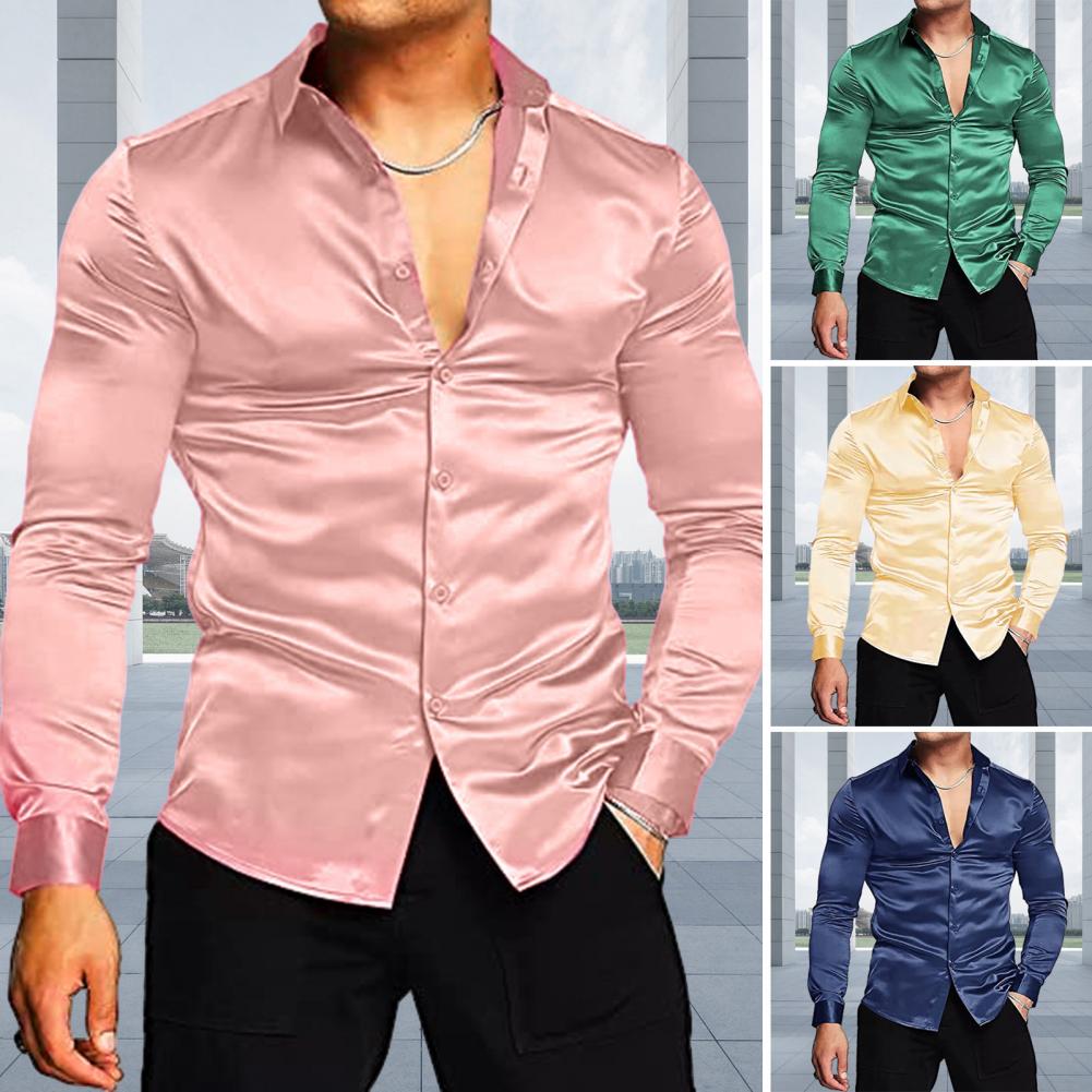 Stilvolles Herrenhemd aus glän – Mens Satin Silk Dress Shirt Bewertung und Preis