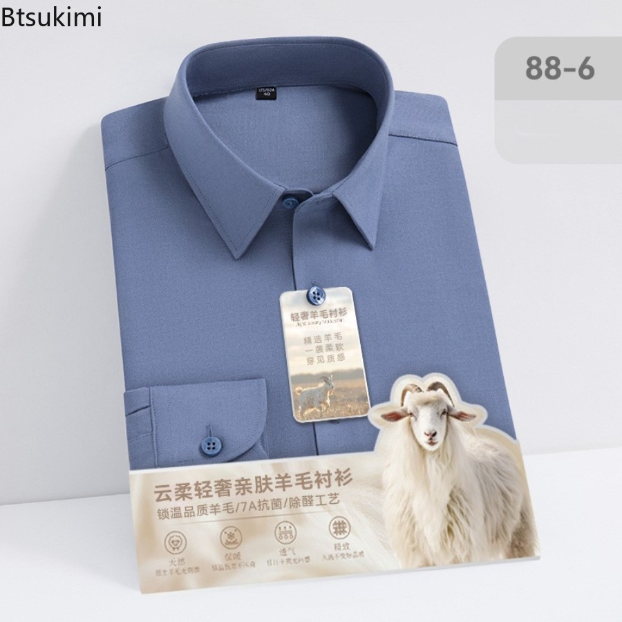 Neue hochwertige Woll-Modal-La – Mandarin Collar Formal Shirt Slim Fit Bewertung und Preis