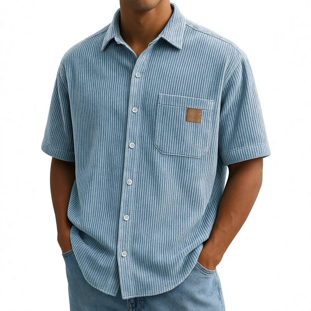 Herren-Kurzarmhemd aus Cord, V – Corduroy Button Up Shirt Men Bewertung und Preis