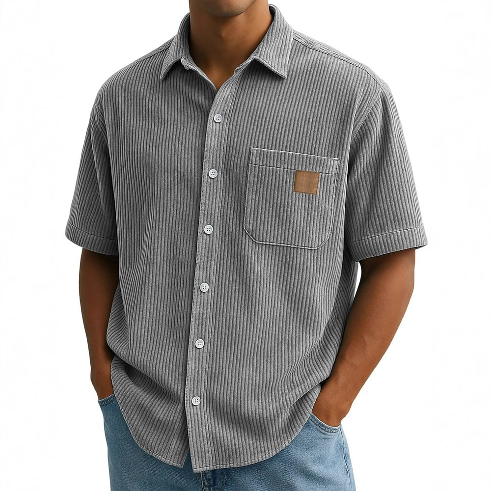 Herren-Kurzarmhemd aus Cord, V – Corduroy Button Up Shirt Men Bewertung und Preis